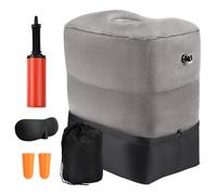 Wisebom Almohada de Pie de Viaje Inflable Viajes Inflable Reposapiés Almohadas de Pie Hinchable para Pierna 3 Capas Altura Ajustable Almohada Inflable para Aviones Tren Avións Oficina (Gris)