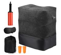 Wisebom Almohada de Pie de Viaje Inflable Viajes Inflable Reposapiés Almohadas de Pie Hinchable para Pierna 3 Capas Altura Ajustable Almohada Inflable para Aviones Tren Avións Oficina (Negro)