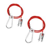 Wisebom Cable de Freno de Remolque 1Metro x Ø 4mm, 2 Piezas Cable de Seguridad para Remolque Rojo, Cable Freno de Inercia Remolque de Acero con Horquilla y Mosquetón