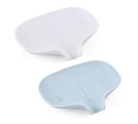 Wisebom Caja de Jabón Jabonera con Drenaje Jabonera de Plástico Antideslizante Portátil Soporte para Barra de Jabón para Baño, Cocina, Fácil Limpieza (2 Piezas)