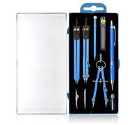 Wisebom Compas Dibujo Tecnico Profesional, 9Pcs Juego de Geometría Profesional de Matemáticas, Compás Escolar de Precisión Premium Compás de Ajuste Rápido para Escolar, Dibujo Técnico, Azul