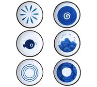 Wisebom Cuencos de Cerámica para Salsas, 6Pcs Platos Pequeños de cerámica, Cuencos de Salsa de Soja para Sushi, Cuencos de Tapas Platos para Aperitivos para Salsas Sushi Postre (Japonés)