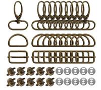 Wisebom Hebillas metalicas Materiales para Hacer Bolsos Mosqueton para Bolsos Hebilla Mochila,Anillas en D,Cierre Magnético Bolso para Manualidades, Tirantes, Reparaciones de mochilas (bronce)