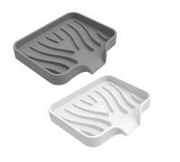 Wisebom Jabonera Baño de 2 Piezas, Jabonera de Silicona, Soporte para Barra de Jabón con Drenaje, Bandeja de Jabón para Ducha, Cocina, Baño y Encimera (Blanco y Gris)