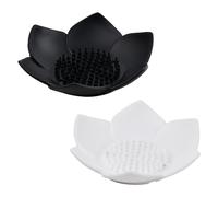 Wisebom Jabonera Baño de 2 Piezas, Jabonera de Silicona, Soporte para Barra de Jabón con Drenaje, Jabonera en Forma de Flor, Bandeja de Jabón para Ducha, Cocina, Baño y Encimera (Blanco y Negra)