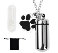 Wisebom Llavero de Urna para Cenizas Mascotas, Collar de Urna de Cenizas de Perro, Colgante Conmemorativo de Urna de Acero INOX, Joyería de Cremación de Cenizas de Gato (Collar)