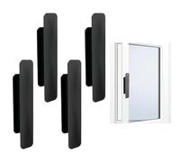 Wisebom Manija de Puerta Autoadhesiva, 4Pcs Tirador de Puerta de Plástico con 4 Cintas de Doble Cara, Manija Auxiliar de Puerta Corredera para Muebles Ventana Cajón Armario (Negro)