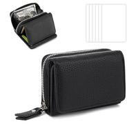 Wisebom Monedero para Mujer, Cuero PU Carteras Mujer Pequeño Billetera Corta para Mujer, Tarjeta Monedero Cartera Minimalista con Bolsillo de Cremallera para Monedas con 6 Pcs Fundas Tarjetas