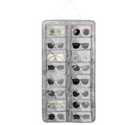 Wisebom Organizador de Gafas de Sol Montado En La Pared Gafas Expositor Organizador Gafas Bolsa Colgante Gafas de Sol Soporte Gris 16 Ranura