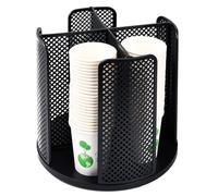 Wisebom Organizador de tazas y tapas giratorias con 4 compartimentos, soporte de almacenamiento para encimera, dispensador de tazas de café, dispensador de tazas de café para encimera, baño, cocina