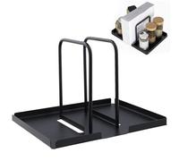 Wisebom Servilletero de metal para mesa, servilletero negro con soporte para salero y pimentero, estante de almacenamiento multifuncional, organizador vertical de servilletas para cocina, restaurante,