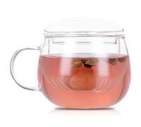 Wisebom Tazas de Te con Filtro y Tapa, 350ml Vaso de Te Todo en Uno con Filtro y Tapa Taza de Te de Vidrio Borosilicato para Te Negro Te Verde Té de Frutas