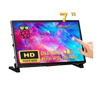 wisecoco Mini pantalla LCD táctil HDMI IPS 1024x600 de 7 pulgadas para Raspberry Pi 5 4 3 2 Zero B B + Windows caja de computadora secundaria (sin altavoz)