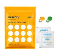 wisedry 10 Gramos x 30 Paquetes Gel De Sílice bolsitas con Perla de Naranja Indicador de Humedad Deshumidificadores, Grado alimenticio