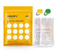 wisedry 50 Gramos[4 Paquetes] Gel De Sílice bolsitas Desecante Reutilizable con Microondas Reactivado rápido En 2mins & Naranja a Verde Que Indicador de Absorción de Humedad Deshumidificador de Grado