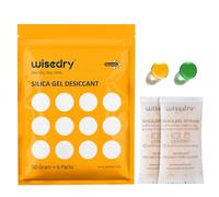 wisedry 50 Gramos[6 Paquetes] Gel De Sílice bolsitas Desecante Reutilizable con Microondas Reactivado rápido En 2mins & Naranja a Verde Que Indicador de Absorción de Humedad Deshumidificador de Grado