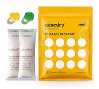 Wisedry Bolsas de gel de sílice, [4 paquetes de 112 g), sobres desecantes de grado alimenticio, paquetes de gel de sílice de reactivación rápida para microondas, indicadores de humedad y reutilizables