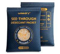 Wisedry bolsas de gel de sílice transparente [2 x 500 g], bolsas de deshumidificación de seguridad reutilizables resistentes al calor para almacenamiento