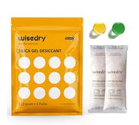 wisedry Bolsas desecantes de gel de sílice de 112 Gramos [4 paquetes] Bolsas desecantes de reactivación rápida para microondas, con cuentas indicadoras para armario, armas, baño, grado alimenticio