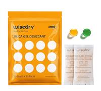 wisedry Bolsas desecantes de gel de sílice de 50 Gramos [10 paquetes] Bolsas desecantes de reactivación rápida para microondas, con cuentas indicadoras para armario, armas, baño, grado alimenticio