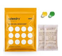 wisedry Bolsas desecantes de gel de sílice recargables de 20 gramos [12 paquetes], color naranja a verde, indicando para secadora de aire de grado alimenticio