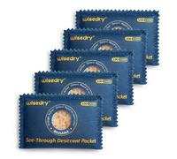 Wisedry gel de sílice transparente [5 x 100 g], bolsas desecantes con indicación de color, bolsas de deshumidificación reutilizables resistentes al calor para almacenamiento