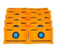 wisedry Paquete de 100 g [10 paquetes] Paquetes desecantes recargables, paquetes desecantes de gel de sílice indicadores de color, bolsas absorbentes de humedad reutilizables para armarios de