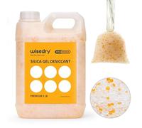 wisedry Perlas de Gel de Sílice Reutilizables - 2,2 kg [5 LBS] Desecante Recargable Indicador de Color a Granel con 10 Bolsas de Organza con Cordón