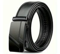 WISEHUBY Cinturón de hebilla automático de moda, cinturón grande de piel sintética, correas de cintura para hombre, cintura de jeans masculinos para hombre-B27-marrón-160 cm