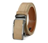 WISEHUBY Elegante cinturón de piel sintética para hombre, cinturón de negocios de primera calidad con hebilla automática, longitud totalmente ajustable, 105 cm