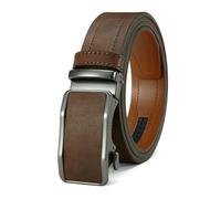 WISEHUBY Elegante cinturón de piel sintética para hombre, cinturón de negocios premium con hebilla automática, longitud totalmente ajustable, 150 cm