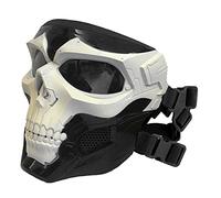 WISEONUS Airsoft Táctico Skull Messenger Masks Equipo de protección Máscara Facial Completa para Caza de Halloween Paintball CS Wargame (Negro-Blanco)