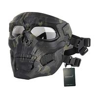 WISEONUS Airsoft Táctico Skull Messenger Masks Equipo de protección Máscara Facial Completa para Caza de Halloween Paintball CS Wargame (Negro-CP)