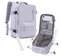 WISEPACK Mochila Viaje de Vacío con Bomba Airbag Compresion Mochila Viaje Cabina Avión 40x20x25 Ryanair Equipaje de Mano Vacuum Backpack para Mujer y Hombre Morado Taro