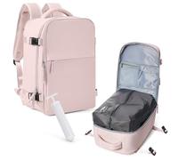 WISEPACK Mochila Viaje de Vacío con Bomba Airbag Compresion Mochila Viaje Cabina Avión 40x20x25 Ryanair Equipaje de Mano Vacuum Backpack para Hombre y Mujer Rosa raíz de Loto