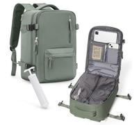 WISEPACK Mochila Viaje de Vacío con Bomba Airbag Compresion Mochila Viaje Cabina Avión 40x20x25 Ryanair Equipaje de Mano Vacuum Backpack para Mujer y Hombre Verde Militar