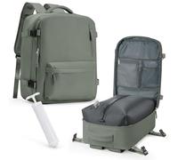 WISEPACK Mochila Viaje de Vacío con Bomba Airbag Compresion Mochila Viaje Cabina Avión 45x36x20 Easyjet Equipaje de Mano Vacuum Backpack para Hombre y Mujer Verde Militar