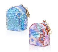 WisePoint 2 Bolsas de Monedas Transparentes para Mujeres y niñas, Bonitas Bolsas de Cambio con Llavero y Cremallera para el Trabajo, Viajes, Compras, Citas, Fiestas, Azul + Rojo, Lindo