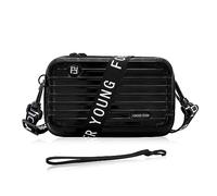 WisePoint Bolsitos para Moviles, Bolso Bandolera de Plástico Bolso Movil con Mango Desmontable y Correa Ajustable, Forma de la Maleta Bolso para Movil para Mujeres (Negro)