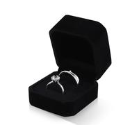 WisePoint Caja Anillo, Caja Anillos Boda de Terciopelo Organizador Anillos Octogonal para la Boda, Cajitas Regalo Pequeñas para Anillos, Pendientes, Mini Broches (2 ranuras, negro)