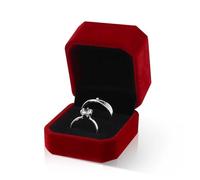 WisePoint Caja Anillo, Caja Anillos Boda de Terciopelo Organizador Anillos Octogonal para la Boda, Cajitas Regalo Pequeñas para Anillos, Pendientes, Mini Broches (2 ranuras, rojo)