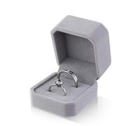 WisePoint Caja Anillo, Caja Anillos Boda de Terciopelo Organizador Anillos Octogonal para la Boda, Cajitas Regalo Pequeñas para Anillos, Pendientes, Mini Broches (2 ranuras, gris)