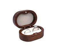 WisePoint Caja Anillo, Porta Alianzas Boda de Madera de Una Sola Ranura,Oval Joyero Viaje para Anillos, Organizador Anillos para Bodas, Compromisos, Propuestas de Matrimonio (blanco)