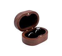 WisePoint Caja Anillo, Porta Alianzas Boda de Madera de Una Sola Ranura,Oval Joyero Viaje para Anillos, Organizador Anillos para Bodas, Compromisos, Propuestas de Matrimonio (negro)