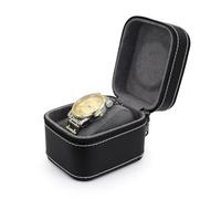 WisePoint Caja de Relojes, Estuche Relojes de Cuero PU con Almohadas Extraíbles, Relojero Organizador con Cremallera para Viajes, Eventos de Negocios y Exposiciones (negro)