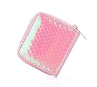 WisePoint Cartera pequeña para mujer, diseño de sirena brillante, con cremallera, pequeña cartera con 2 ranuras para cambiar y 4 tarjetas, pequeña cartera para viajes cortos, Rosa., small, Brillante