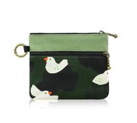WisePoint Monedero ligero para mujer, bolsa de monedas portátil con cremalleras y llavero, cartera de dinero con patrón de animales pequeños para viajes diarios, compras y viajes, Verde militar