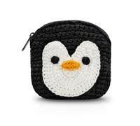 WisePoint Monedero, monedero de ganchillo con forma de pingüino, monedero pequeño para mujeres y niñas, hecho a mano con monedero con cremallera para llaves, pintalabios, cambio, Black, S, Diseño