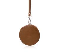 WisePoint Monederos Mujer, Cartera Pequeña de Cuero Monedero Pequeño Mujer Redonda con Cremallera de Bronce Retro, Monedero Pequeño Portátil para Compras, Pasear Perros y Viajar (Marrón)