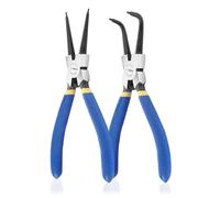 WISEPRO Alicates de anillo de seguridad para anillos interiores atramentados, 7 pulgadas, robustos alicates con mordaza recta/curva para quitar anillos, pinzas de sujeción